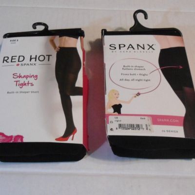 2 NEW Pairs of Genuine Spanx Tights - Black Size 3 and Black Size D